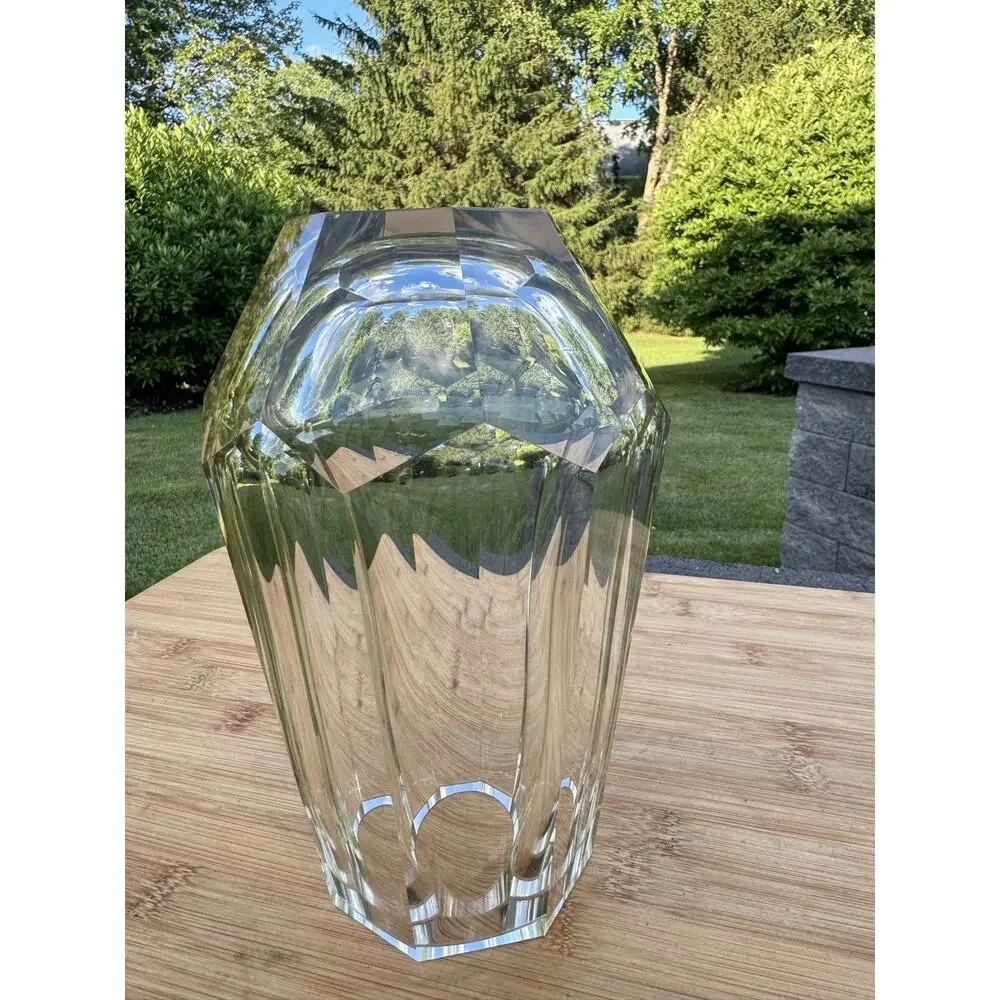 Josef Hoffmann Moser Art Deco Octagonal Faceted Glass Vase 8